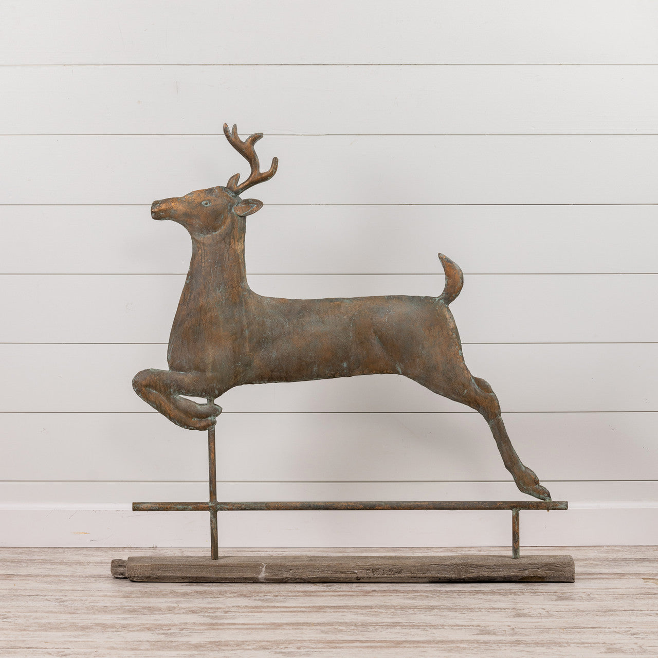 41.75" Standing Metal Deer on Faux Wood Base