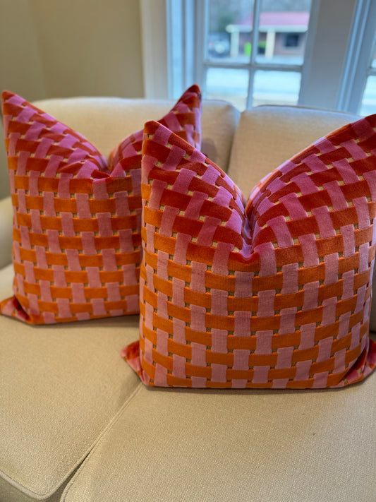 Pink Velvet Weave Pillows
