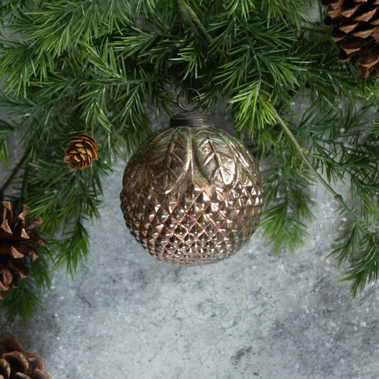 4" Smokey Silver Kugel Ornament