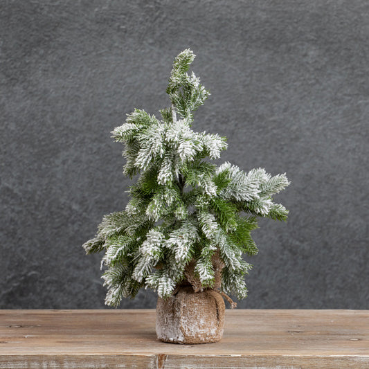 16.5" Snowy Tree w/ Burlap Base