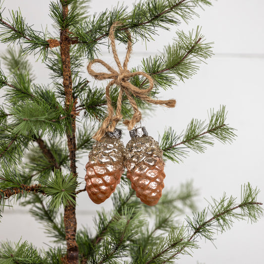 Silver Frosted Pink Pinecone Ornament