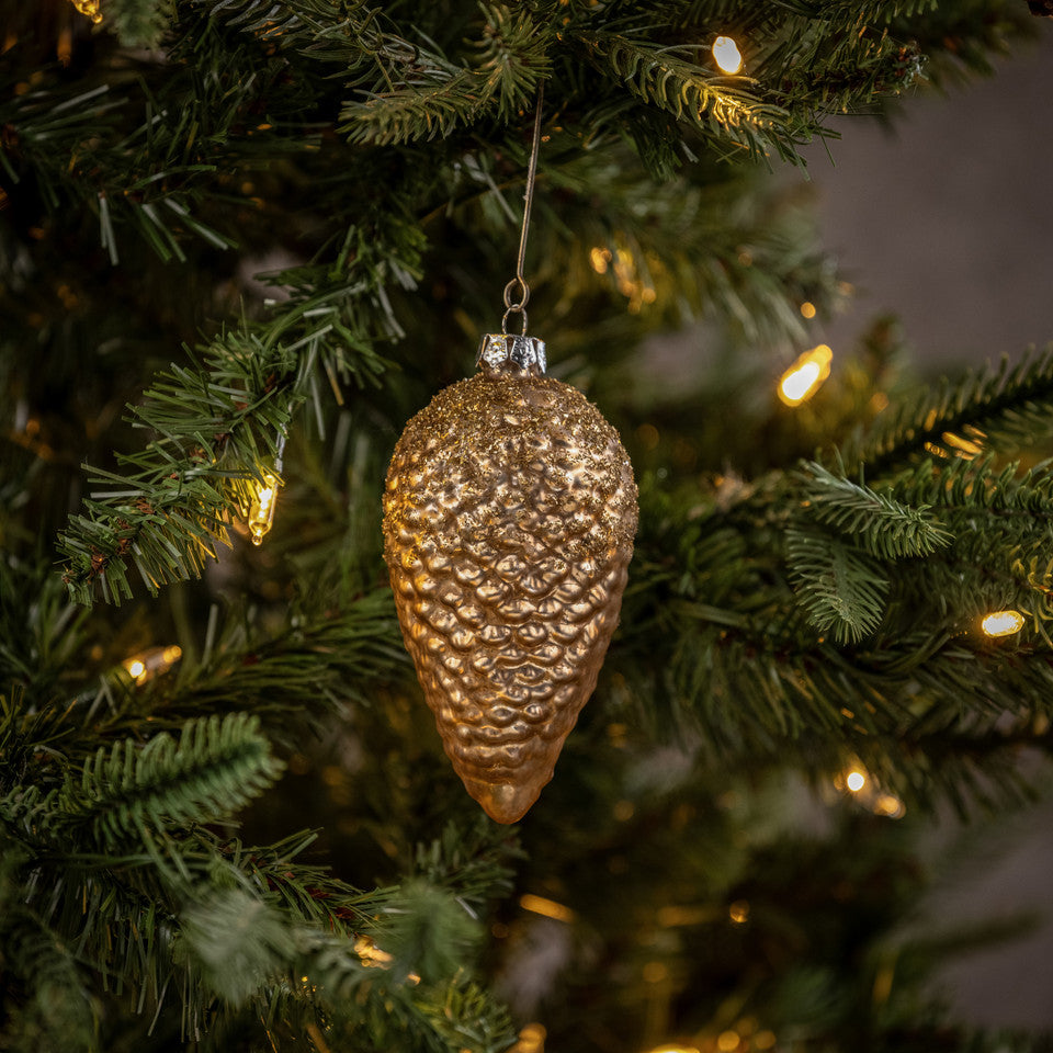 4.75" Gold Glitter Dusted Pinecone Ornament