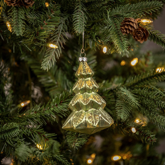 4.75" Shiny Green Glass Tree Ornament